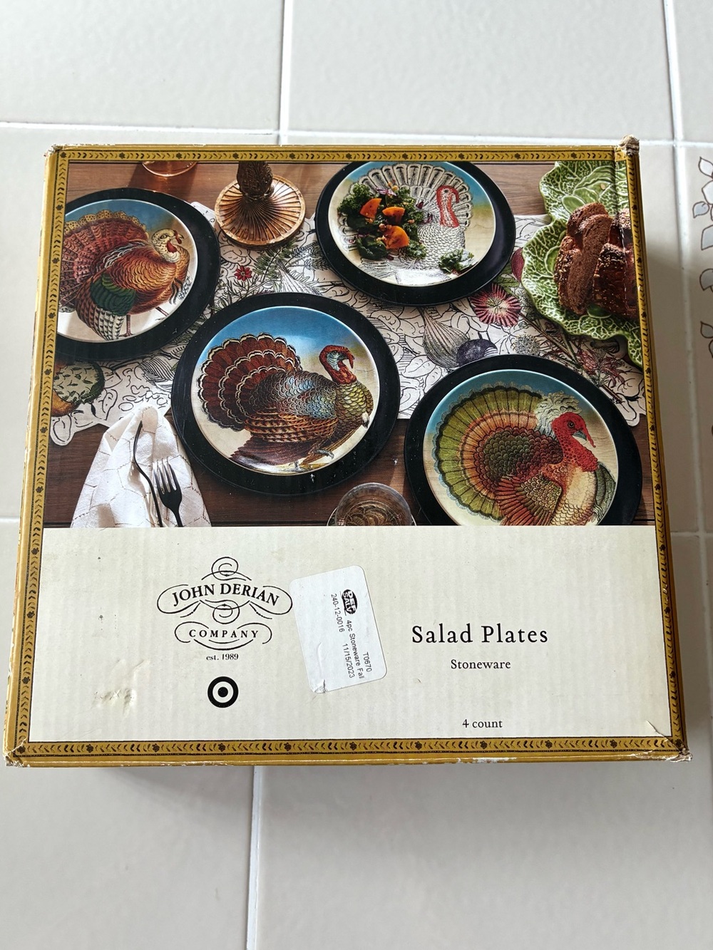 John Derian Multicolor Turkey Salad Plates - Set of 4